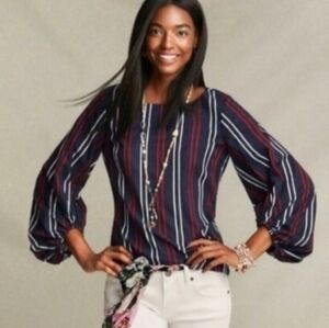 Cabi Flag Striped Balloon Sleeve blouse top size medium